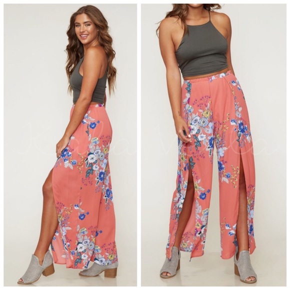 Coral Slit Tailored Pants main image 1